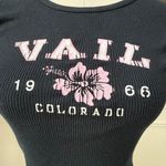 Vintage Y2K Kavio! Vail Colorado Baby Tee Cropped S Black Photo 1