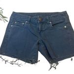 American Eagle Dark Cornflower Low Rise Denim Cutoff Shorts Size 0 Photo 0