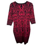 Danny & Nicole Red Black 3/4 Sleeve Round Neck Sweater Sheath Dress Size M Photo 1