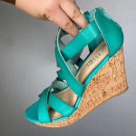 Rouge | Teal Wedge Heels Strappy Womans 10 Blue Photo 4