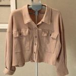 Waffle knit cropped jacket with silver buttons NWOT drop shoulder sleeve Tan Size undefined Photo 0