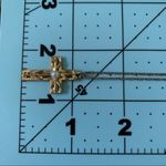 Vintage Gold Color Cross Necklace w/ Faux Pearl Long Chain // Religious Jewelry Photo 5