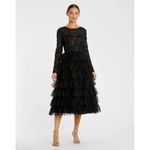 Mac Duggal Sequined Layered Tulle A-Line Cocktail Dress in Black Size US 6 Photo 7