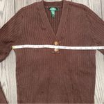 Ralph Lauren Lauren  Ribbed Knit V Neck Y2K Sweater Chocolate Brown Size Large Photo 4