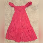 STAUD NWOT  Elio Puff-Sleeve Prairie button down midi pink dress sz 10 Photo 3