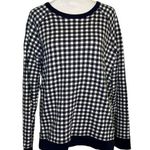Draper James navy blue & white gingham cotton sweatshirt size L Photo 0