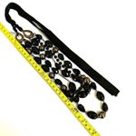 White House | Black Market black and grey multi strand ribbon tie necklace Photo 7
