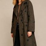Anthropologie NWOT Wool Blend Green Star Double Face Trench Coat Olive Size M Photo 0