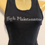 Isaac’s Designs Black Rhinestone “High Maintenance” Ribbed Tank Top XL Sparkle Photo 1