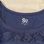 SO . Navy Blue Simple Lace Crop Top T-Shirt ~ Size Medium Photo 2