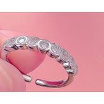 Boutique NEW White Gold Filled Half Eternity Bubble Diamond Simulant Ring, Adjustable Photo 2