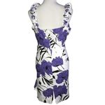 R & K ORIGINALS WHITE WITH PURPLE AND BLACK FLORAL DESIGN DRESS SIZE 14 Photo 1