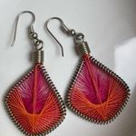 Silk Thread Fashion Earrings Color Orange & Hot Pink Photo 0