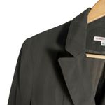 Georgiou Studio Olive Green Tonal Striped Peak Lapel Long Blazer Jacket Size 8 Photo 2