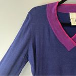 Anthropologie Loulou de la Falaise Sweater Blue Colorblock Knit V Neck Top Sz L EUC Anthro Photo 2