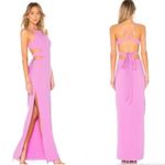 Halston Heritage  Gown Long Maxi Dress Open Back Cut Outs Orchid Purple Pastel 12 Photo 2