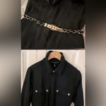 White House | Black Market WHBM Black & Gold Long Sleeve Button-Up Chain Belted Pocketed Midi Utility Dress Photo 13