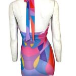 Hot & Delicious Geometric Cutout Halter Ruched Mini Dress Purple Size Medium NWT Photo 1