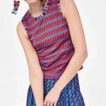 ZARA NWT Jacquard Knitwear Collection Zig Zag Chevron Sweater Top Red Blue M Photo 0