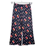 ZARA Geometric Abstract High Waisted Elastic Wide Legged Blue Pants Size M NEW Photo 5