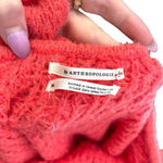Anthropologie Sweater Ruffled Boat Neck Knit Wool Blend Pink Coral Size XS Photo 7