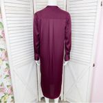 Banana Republic ‎ Satin Shirt Dress Long Sleeve Midi Burgundy XS Photo 13