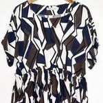 OTTOD’AME Women’s Abstrast Blue Print Cinched Waist Shirt Dress Size 4 Photo 1