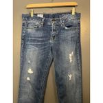 Gap 1969 Gap Jeans Womens 6 28R Blue Real Straight Destructed Distressed Denim Photo 1