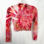 American Eagle  XS Crop Top Handmade Pink Tie Dye Long‎ Sleeve Mock Neck 1051 Photo 2