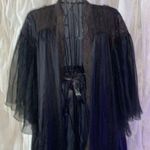 Vintage Seats 36 lingerie kimono top button flare arms Black Photo 0