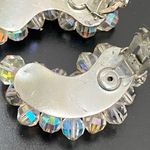 Vintage 50’s LAGUNA Faceted AB Crystal Aurora Borealis Crawler Clip On Earrings White Photo 8