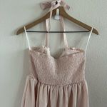 SheIn NWT Mod Light Pink Pinafore Pin Up Dress Halter Tie Back Smocking Midi L Photo 4