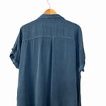 Maurice's Blue Utility Top L Short Sleeve Button Front 100% Rayon Relaxed Fit Photo 9