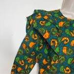 Royal Native green yellow 100% cotton ruffle puff sleeves sz S Photo 5