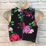 Show Me Your Mumu Women's Camille Black Floral Zip Back Crop Top Sz Small Photo 2