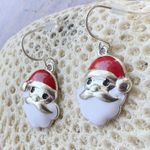 Handmade Santa Claus Earrings Chrismas Jewelry Dangle Hooks 1.25" L Shin… Photo 4