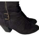 Rialto  Cassie Brown Faux Sherpa Lined Tall Riding Boots Buckles Zippers Size 7.5 Photo 3