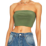 Norma Kamali Norma‎ Kamali Strapless Cropped Top Bandeau Celadon Green Size Large Photo 0