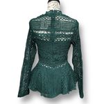 Endless Rose Anthropologie  XS Green Crochet Lace Peplum Blouse Holiday Chic NWT Photo 4