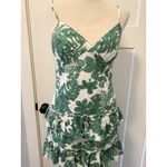 Carey Dress Floral Print Green White Mini Spaghetti Strap Ruffle Tie Back Size L Size L Photo 1