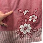 Vtg Bechamel Red Cotton Maxi Dress Floral Embroidered Striped Hem Summer 90s L Pink Size L Photo 4