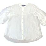 ZARA  puff sleeved white sheer blouse, pearl & rhinestone buttons, Women’s small Photo 0