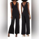 Leith Woman’s  Knot Front V back  Black Jumpsuit Size Medium Photo 1