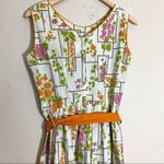 VTG 60’s Mode O’Day Orange Belted Waist Floral Dress USA Cottagecore Boho Photo 7