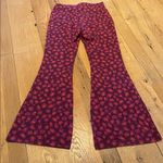 Anthropologie  Cozy Knit Flare Pants Purple Orange Animal Jacquard SMALL TALL Photo 7