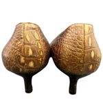 Luciano Padovan 37.5(7) Made in Italy Exotic Embossed Buckle Kitten Heels Brown Photo 4