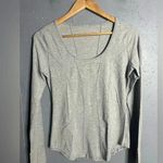 Lululemon Between The Lines Long Sleeve Mini Stripe Heathered Gray. Photo 3