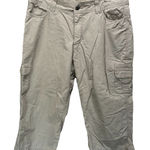 Riders By Lee Lee Riders Khaki Tan Cargo Capri Pants Size 16 High Rise Pockets Zip Logo Photo 0