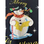 Vintage Retro Merry Christmas Snowman Holiday Crewneck Sweatshirt Size Large Blue Photo 3