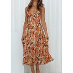 INDIKAH  Babydoll Swing Midi Dress Women Medium Orange Milkmaid Coquette Preppy Photo 7